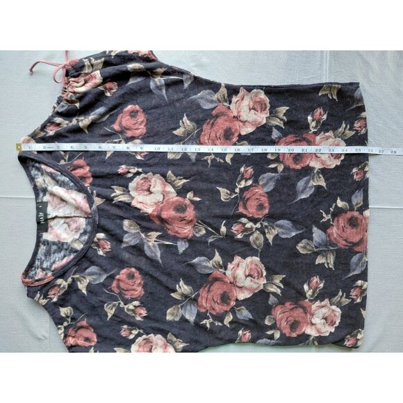 Naif Cold Shoulder Blouse Cinch Tie Large Romantic Whimsigoth Dark Floral - Picture 8 of 8